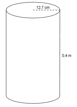 Sylinder med radius 12,7 cm og høyde 0,4 m.